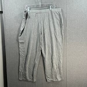 Susan Graver Weekend Regular Jersey Knit Crop Cargo Pants Heather Grey, X-Large